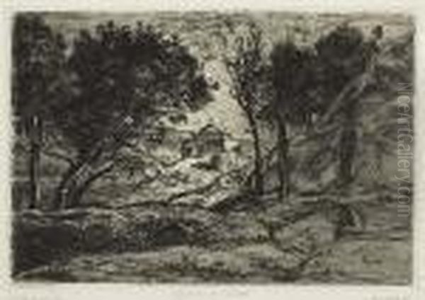 Souvenir De Toscane>. Oil Painting by Jean-Baptiste-Camille Corot