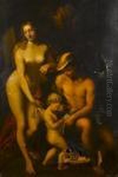 The School Of Love Oil Painting by Correggio, (Antonio Allegri)