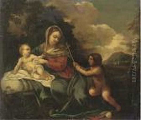 The Madonna And Child With The Infant Saint John The Baptist Oil Painting by Antonio Allegri da Correggio