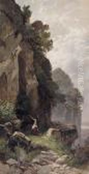 Grande Paesaggio Con Giovane Orante Oil Painting by Hermann David Salomon Corrodi