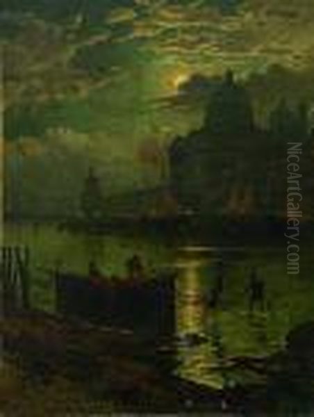 Venedig - Fischer Vor Derdogana Oil Painting by Hermann David Salomon Corrodi