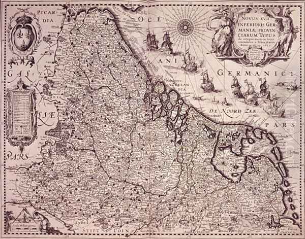 Map of the Province of United Netherlands Oil Painting by Pieter van der Keere