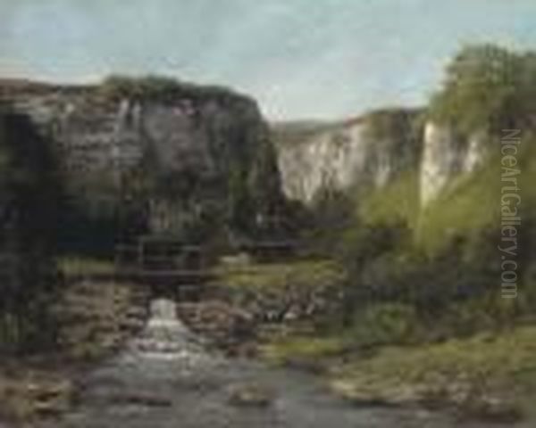 Jura Landscape With A Watermill Oil Painting by Gustave Courbet