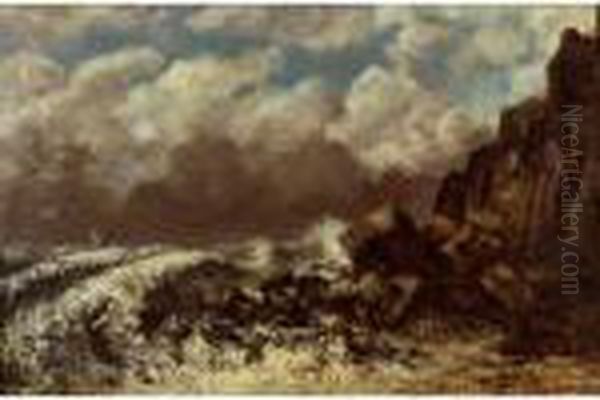 Marine A Etretat Oil Painting by Gustave Courbet