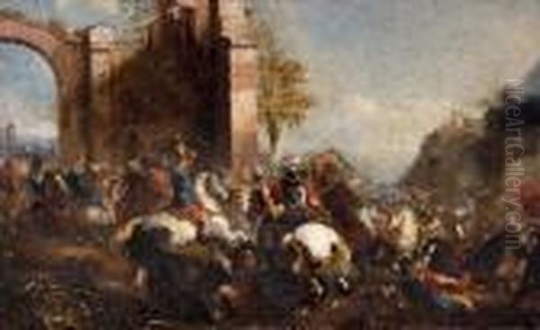 Batalla Oil Painting by Jacques Courtois Le Bourguignon