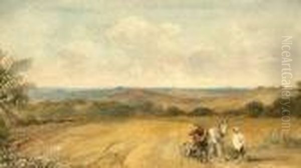 Ploughing Oil Painting by David Cox