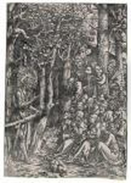 St 
John The Baptist Preaching In The Wilderness Oil Painting by Lucas The Elder Cranach
