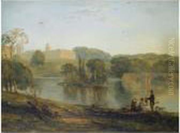 Blenheim Palace From The Lake Oil Painting by Thomas Creswick