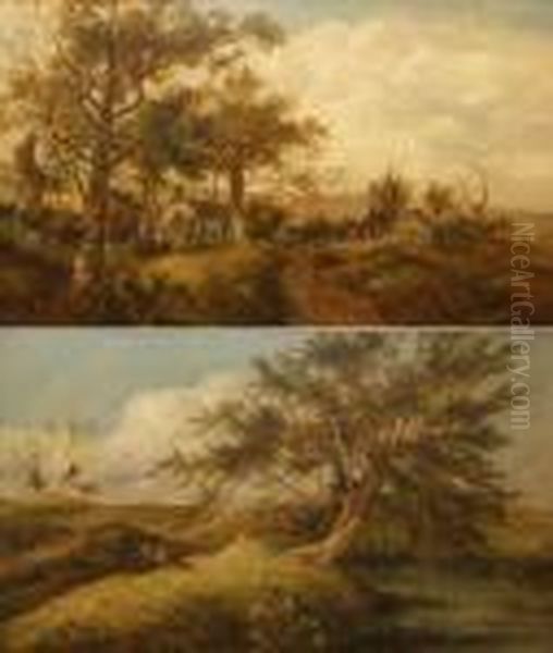 Country Landscapes With Figures And Cottages Oil Painting by John Crome
