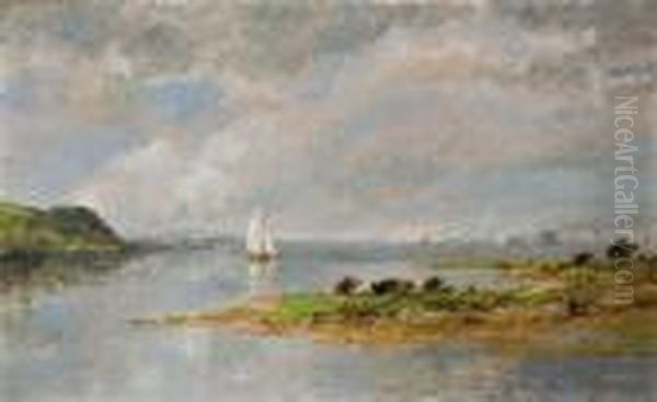 On The Hudson Near Tappan Zee Oil Painting by Jasper Francis Cropsey