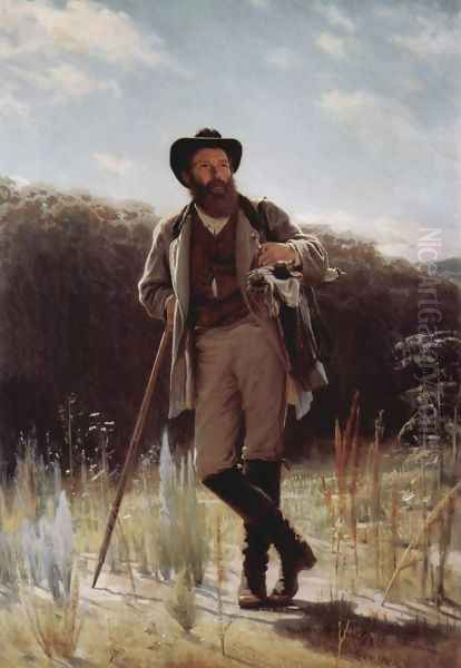 Portrait Of The Artist Ivan Shishkin Oil Painting by Ivan Nikolaevich Kramskoy