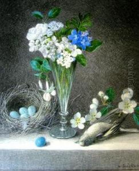 Still Life Of Flowers Oil Painting by William Cruickshank