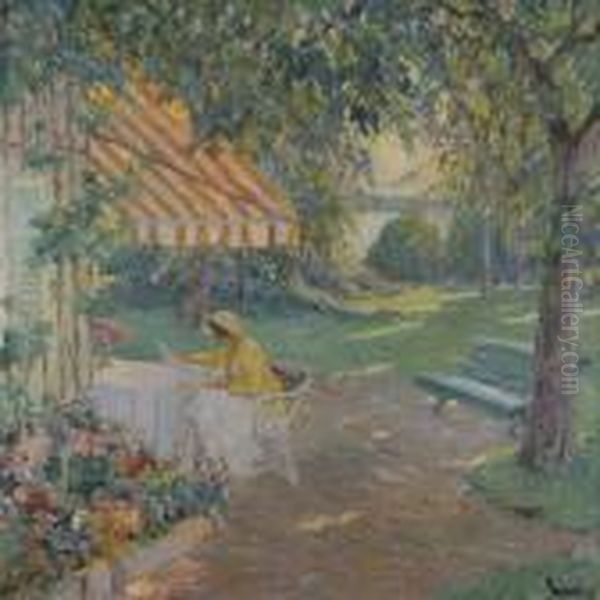 Sommer (summer On Lake Starnberg) Oil Painting by Edward Alfred Cucuel