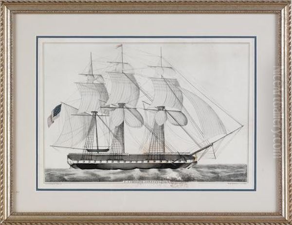 Us Frigate Constitution Oil Painting by Currier & Ives Publishers