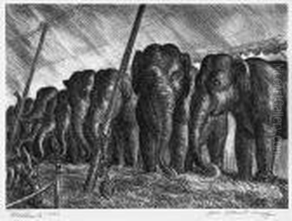 Elephants Oil Painting by John Steuart Curry