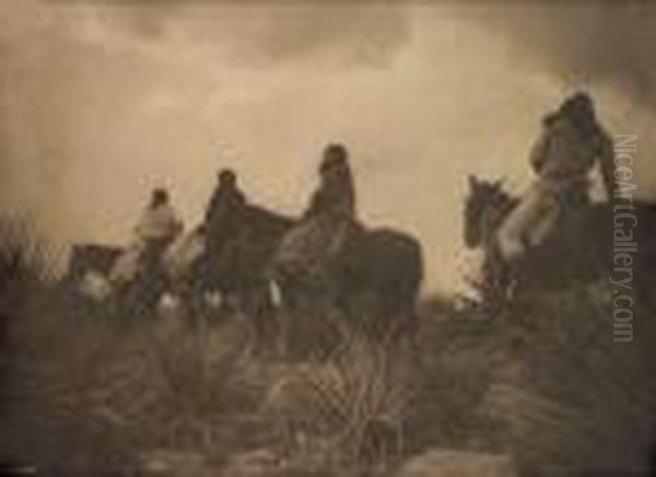 Before The Storm, Apache Oil Painting by Edward Sherrif Curtis