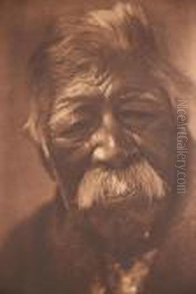 Pomo Oil Painting by Edward Sherrif Curtis