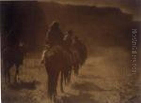 The Vanishing Race Oil Painting by Edward Sherrif Curtis