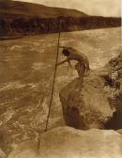 The Fisherman, Wisham Oil Painting by Edward Sherrif Curtis