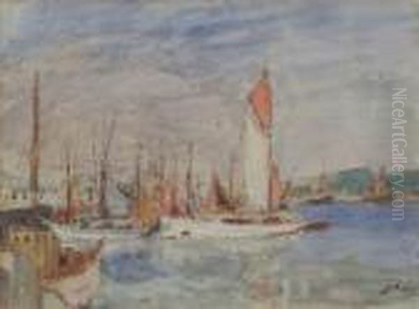 Harbor View Oil Painting by Georges dEspagnat