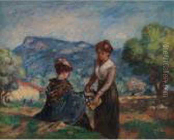 Femmes Cueillant Des Fleurs Oil Painting by Georges dEspagnat