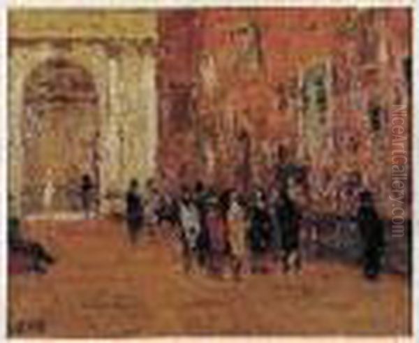 Dans Le Louvre, L'exposition Oil Painting by Georges dEspagnat