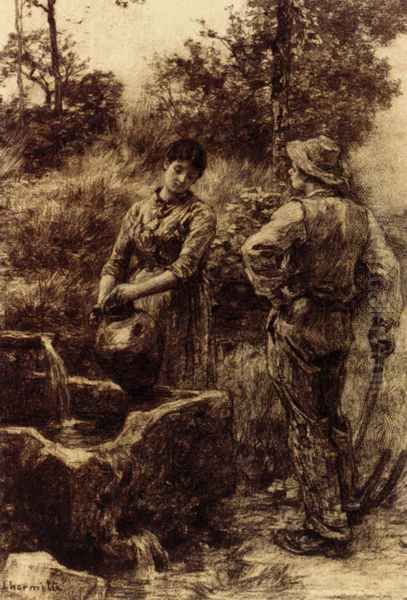 At The Well Oil Painting by Leon Augustin Lhermitte