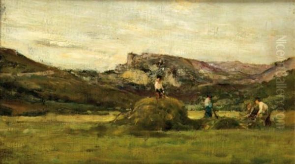 La Fenaison Oil Painting by Charles-Francois Daubigny