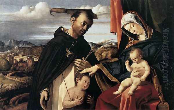 Madonna and Child with St Peter Martyr 1503 Oil Painting by Lorenzo Lotto
