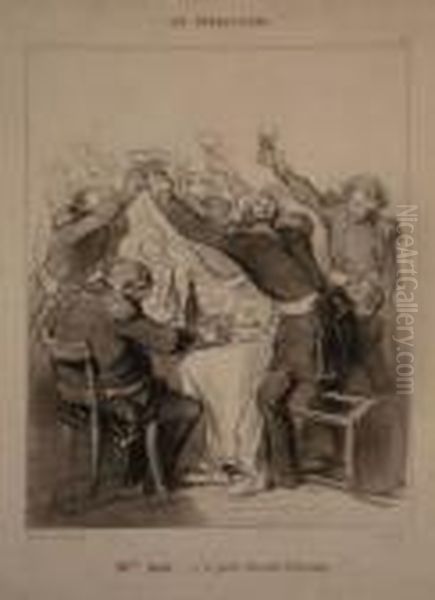Les Banqueteurs Oil Painting by Honore Daumier