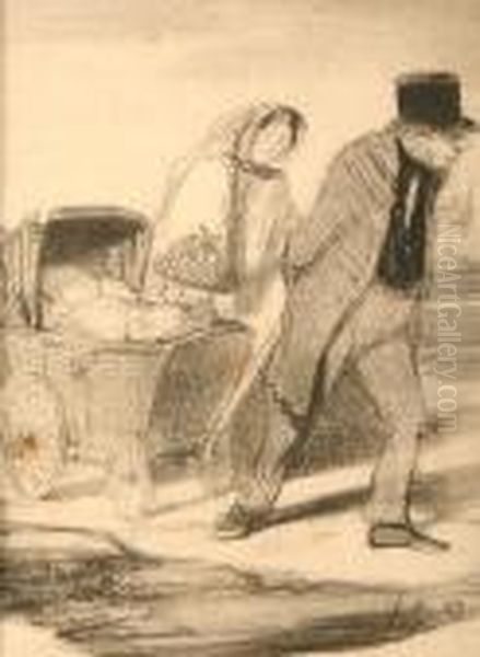 Les Papas Oil Painting by Honore Daumier