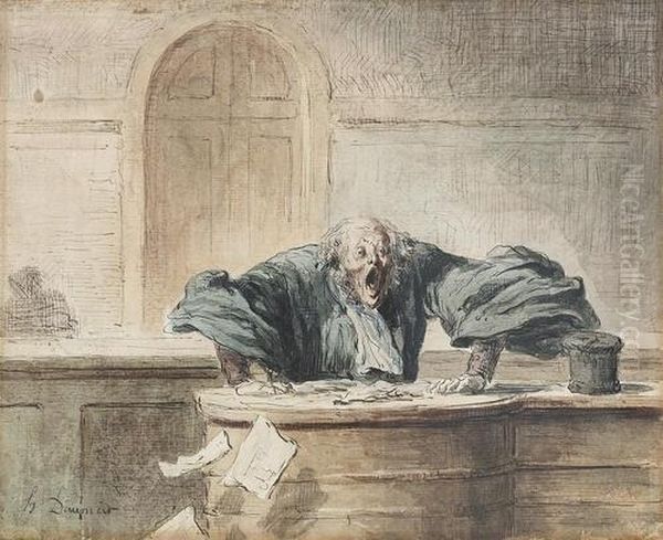 Der Advokat Vor Gericht. Oil Painting by Honore Daumier