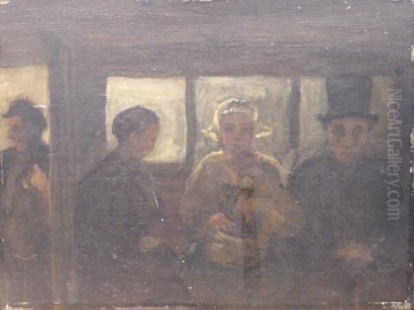 Street Car Oil Painting by Honore Daumier