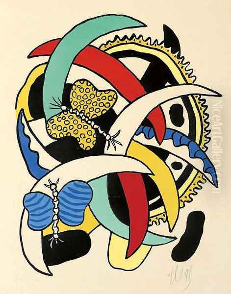 Les Papillons Oil Painting by Fernand Leger
