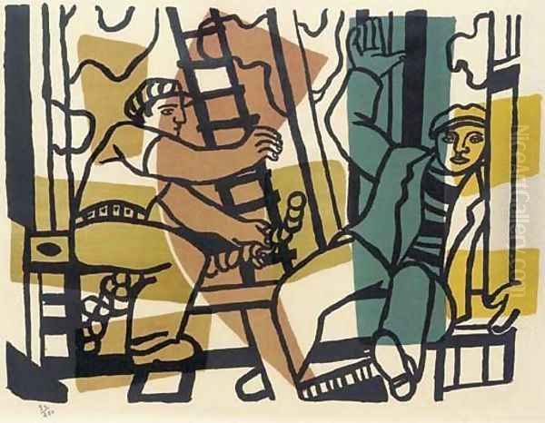 Les Constructeurs 2 Oil Painting by Fernand Leger