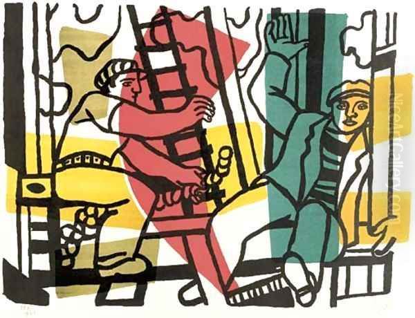 Les Constructeurs 3 Oil Painting by Fernand Leger