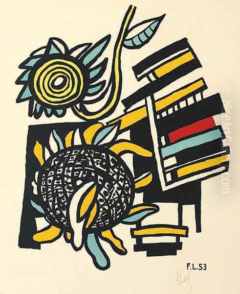 Les Deux Tournesols Oil Painting by Fernand Leger