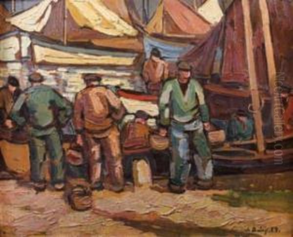 Le Port De Concarneau, Finistere Oil Painting by Pierre De Belay