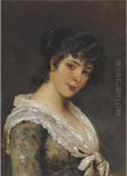 Portrait Of A Young Woman Oil Painting by Eugene de Blaas