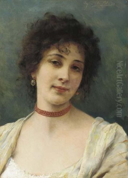 An Elegant Lady Oil Painting by Eugene de Blaas