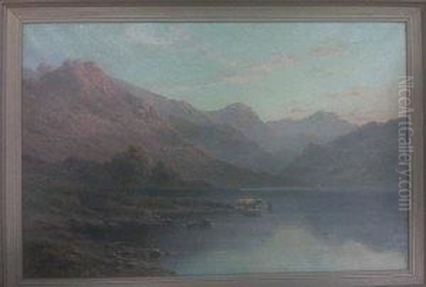 Llyn Dinas, North Wales Oil Painting by Alfred de Breanski