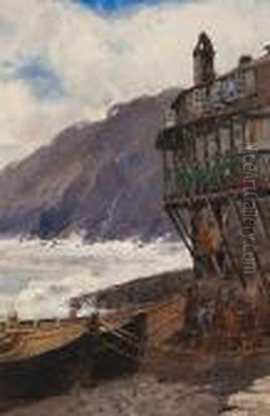 Crazy Kate, Clovelly Oil Painting by Alfred de Breanski