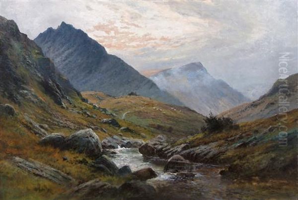 Grazing Sheep, North Wales Oil Painting by Alfred Fontville De Breanski