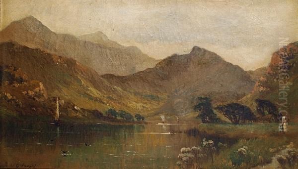 A Loch Landscape Oil Painting by Alfred Fontville De Breanski