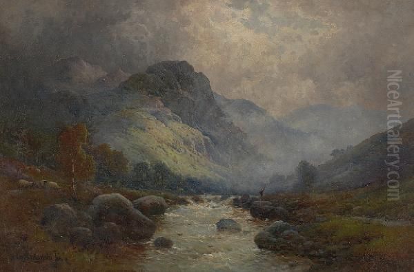 Glen Falloch And Evening, A Berkshire Village Oil Painting by Alfred Fontville De Breanski