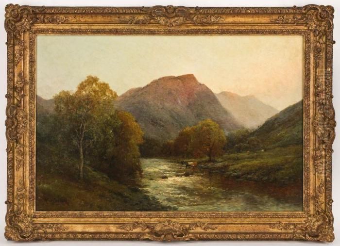 Evening On The Conway At Bettws-y- Coed Oil Painting by Alfred Fontville De Breanski