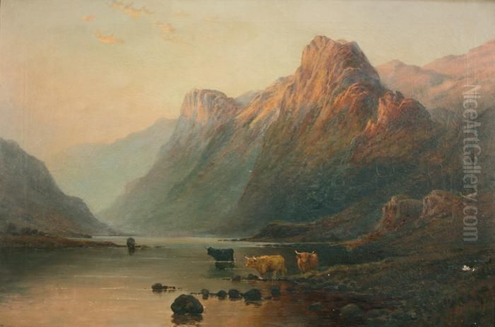 The Borders Of A Perthshir Loch Oil Painting by Alfred Fontville De Breanski