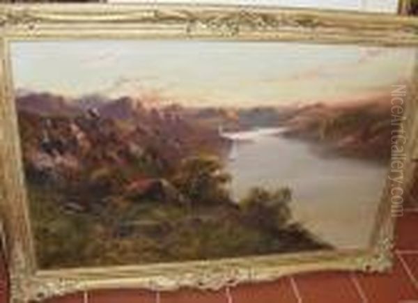 Llanberis Lakes, North Wales Oil Painting by Alfred Fontville De Breanski