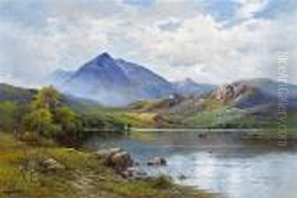 A View Of Lake Coniston And The Old Man, Lake District Oil Painting by Alfred Fontville De Breanski