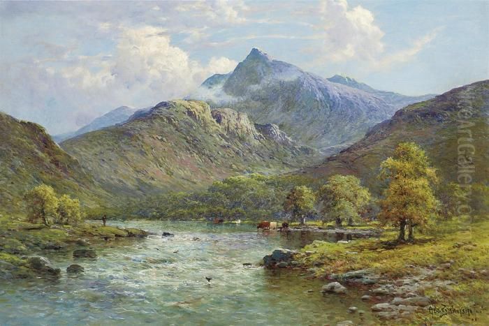 Snowdon From Portmadoc, North Wales Oil Painting by Alfred Fontville De Breanski